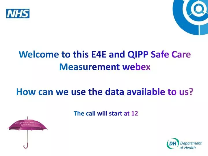 welcome to this e4e and qipp safe care measurement webex how can we use the data available to us