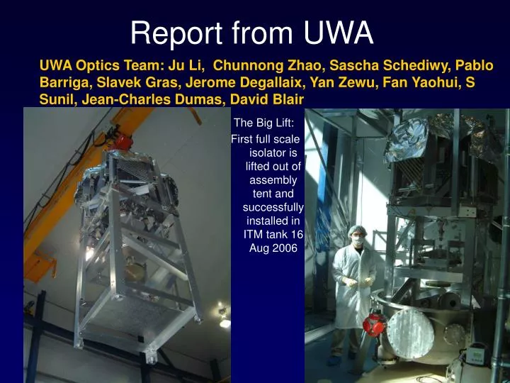 report from uwa
