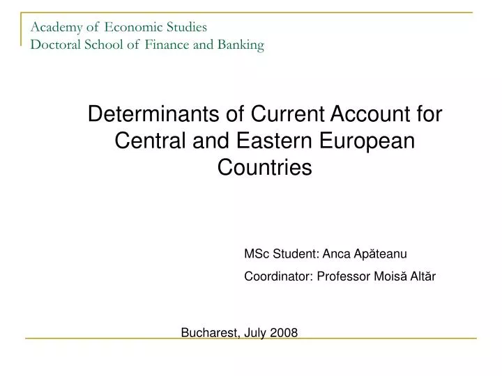 academy of economic studies doctoral school of finance and banking