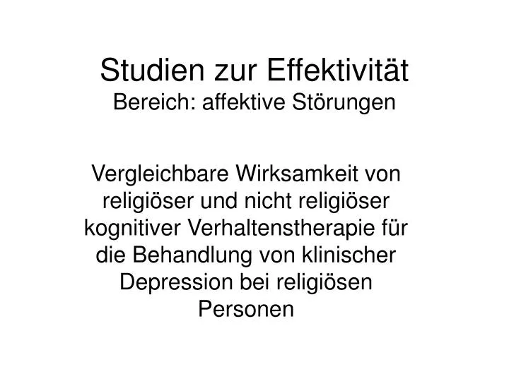 studien zur effektivit t bereich affektive st rungen