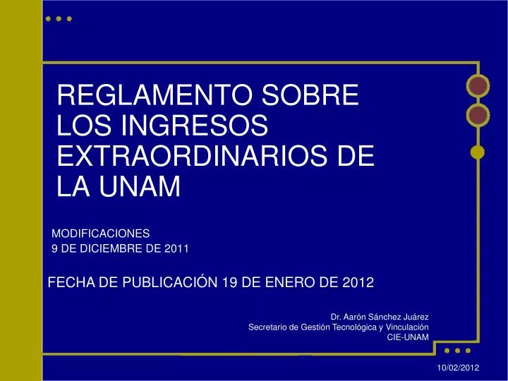 reglamento sobre los ingresos extraordinarios de la unam