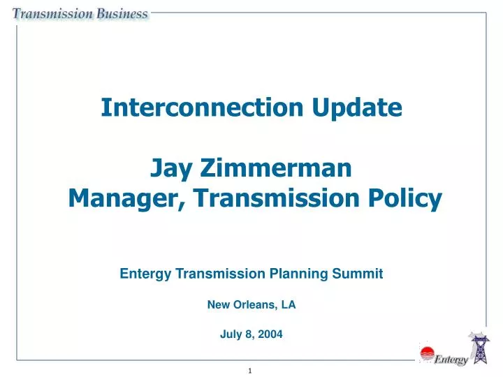 interconnection update jay zimmerman manager transmission policy