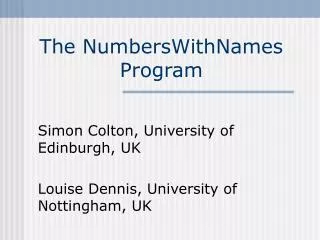 The NumbersWithNames Program
