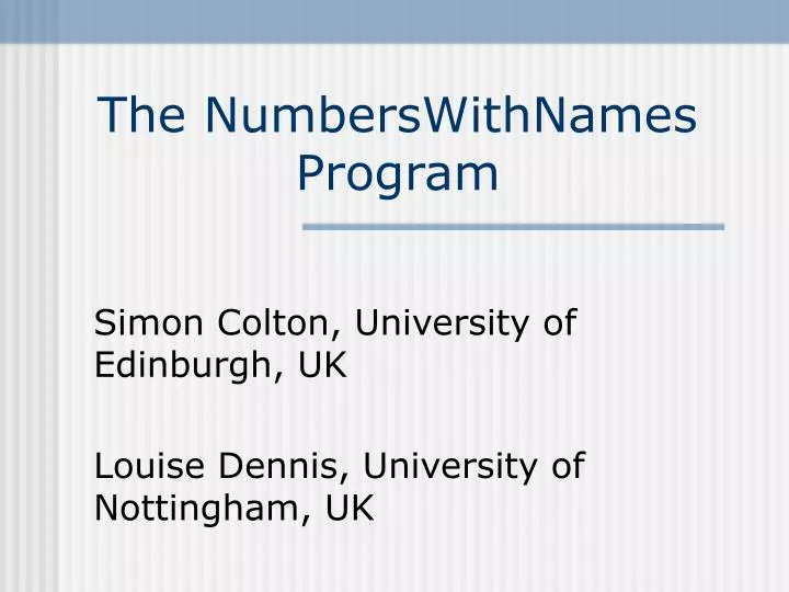 the numberswithnames program