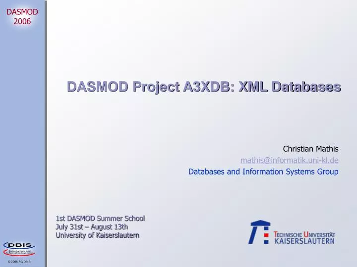 dasmod project a3xdb xml databases