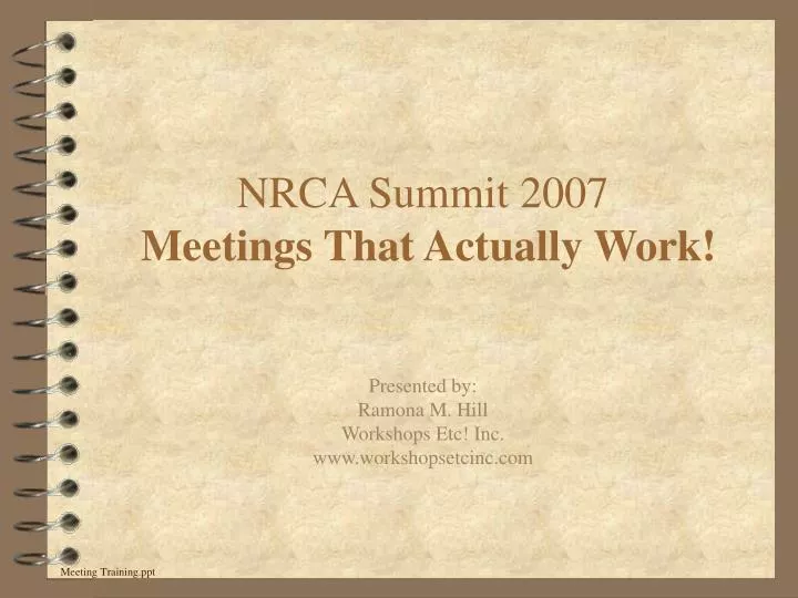 nrca summit 2007 meetings that actually work