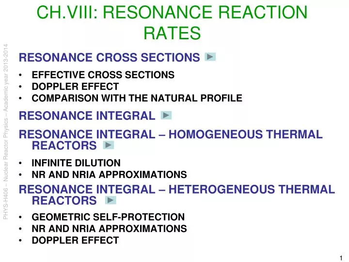 ch viii resonance reaction rates