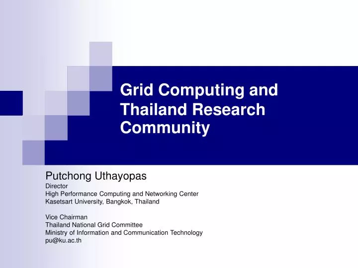grid computing and thailand research community