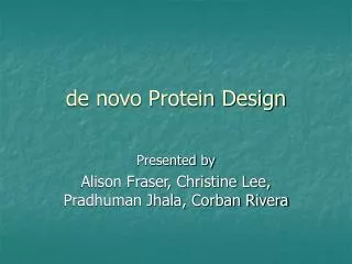 de novo Protein Design