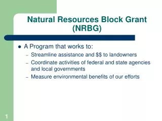 Natural Resources Block Grant (NRBG)