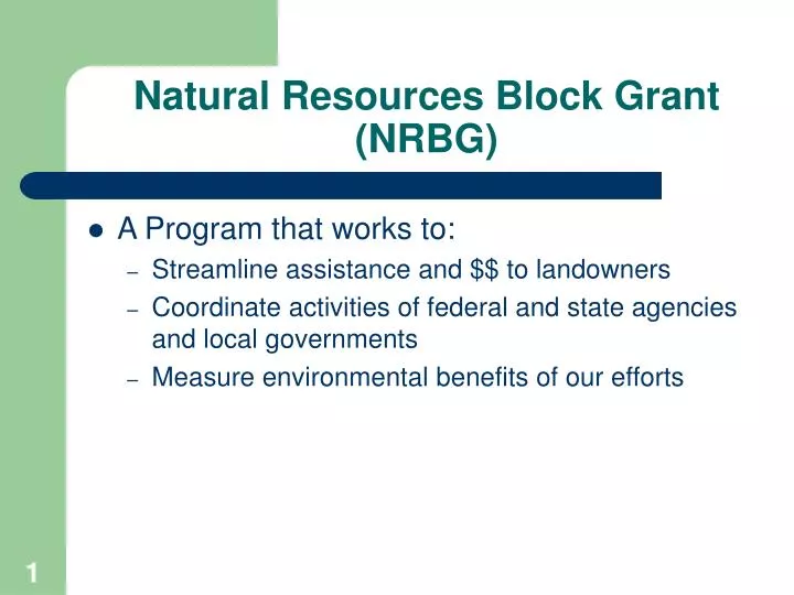 natural resources block grant nrbg