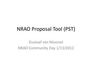 NRAO Proposal Tool (PST)
