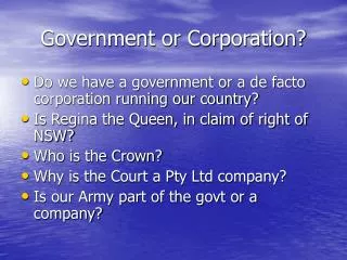Government or Corporation?