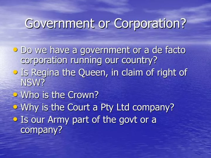 government or corporation