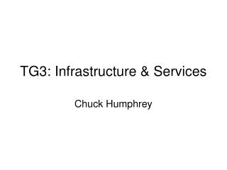 TG3: Infrastructure &amp; Services