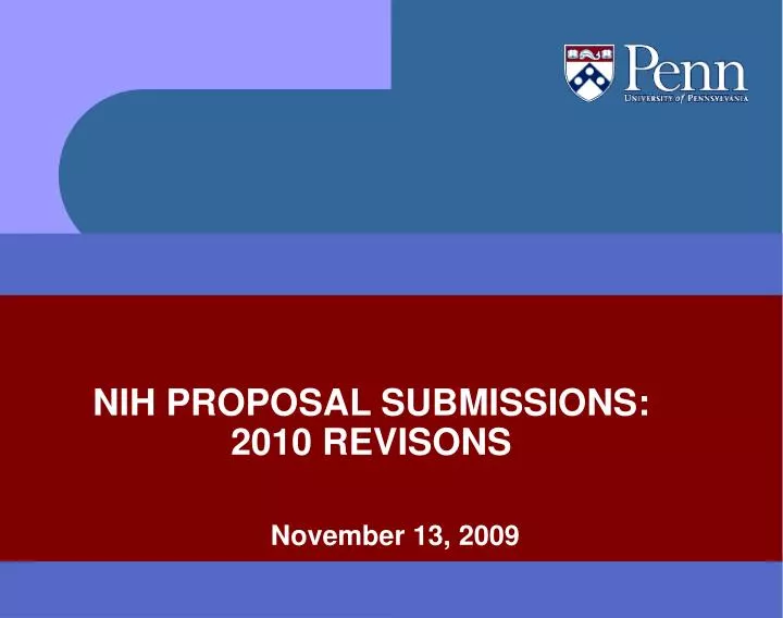 nih proposal submissions 2010 revisons