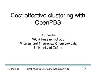 Cost-effective clustering with OpenPBS