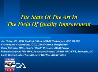 The State Of The Art In The Field Of Quality Improvement