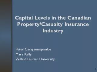 Capital Levels in the Canadian Property/Casualty Insurance Industry