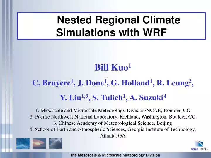 nested regional climate simulations with wrf