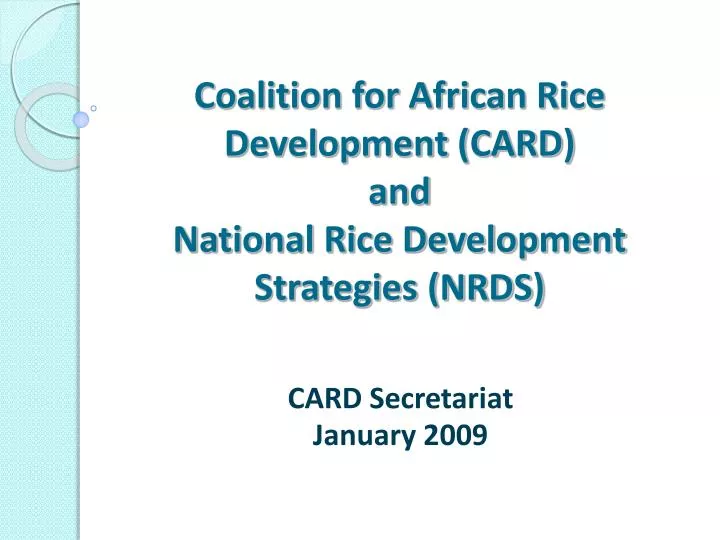 coalition for african rice development card and national rice development strategies nrds