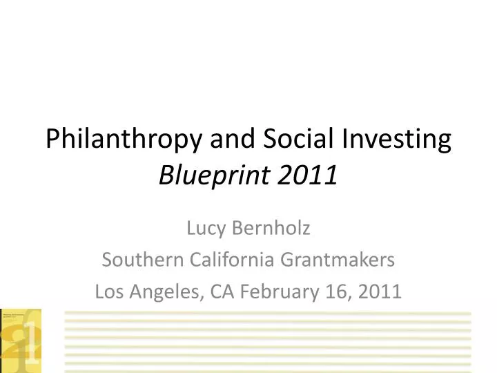 philanthropy and social investing blueprint 2011