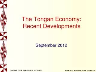 The Tongan Economy: Recent Developments