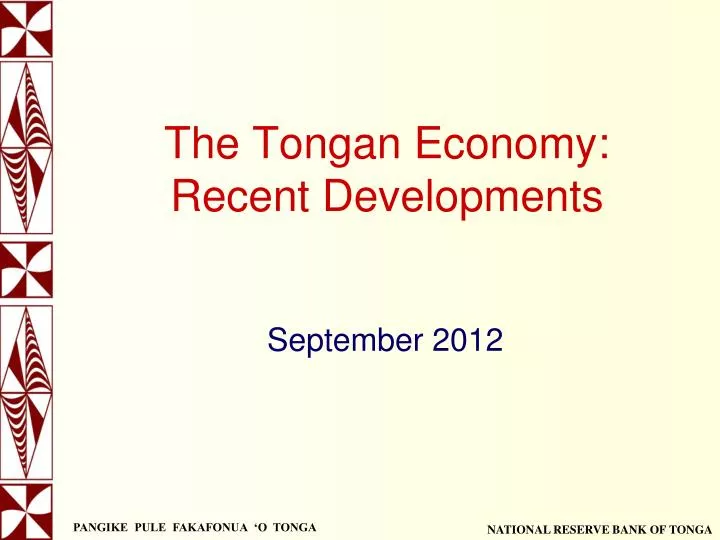 the tongan economy recent developments