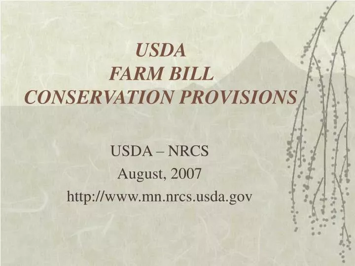 PPT USDA FARM BILL CONSERVATION PROVISIONS PowerPoint Presentation