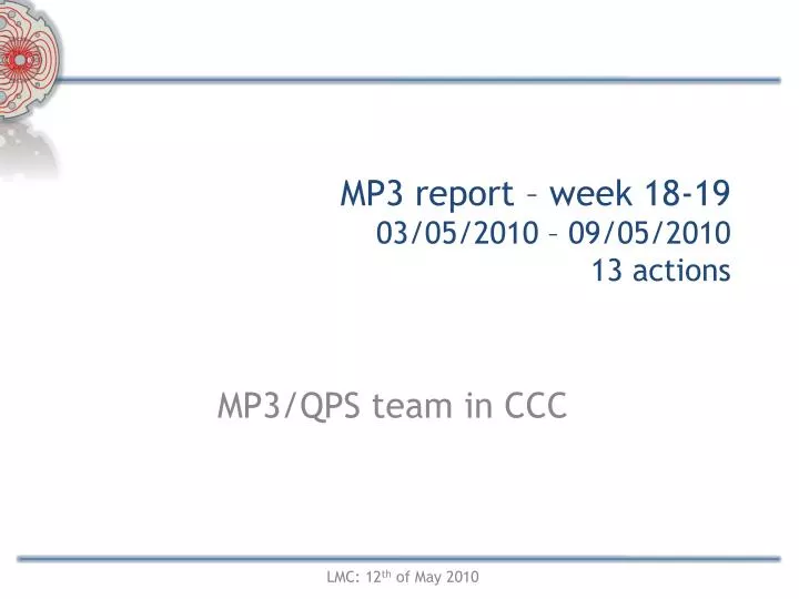 mp3 report week 18 19 03 05 2010 09 05 2010 13 actions