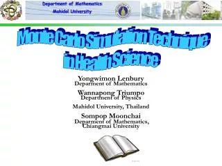 Department of Mathematics, Mahidol University