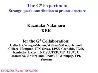 The G 0 Experiment Strange quark contribution to proton structure