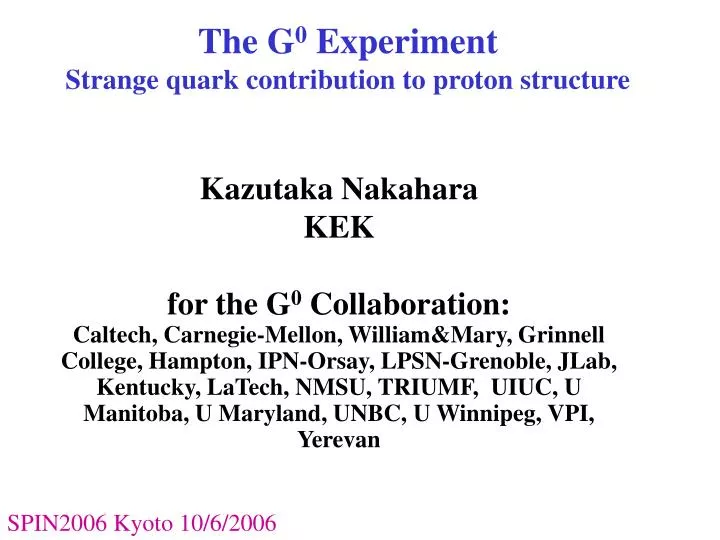 the g 0 experiment strange quark contribution to proton structure