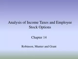 Analysis of Income Taxes and Employee Stock Options