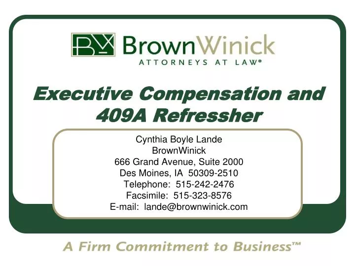 executive compensation and 409a refressher