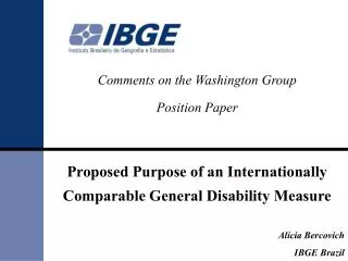 Comments on the Washington Group Position Paper