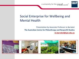 Social Enterprise for Wellbeing and Mental Health