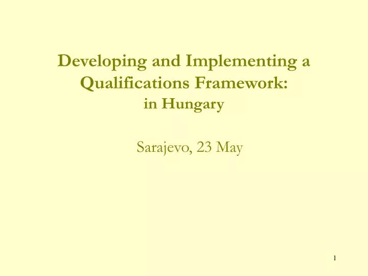 developing and implementing a qualifications framework in hungary