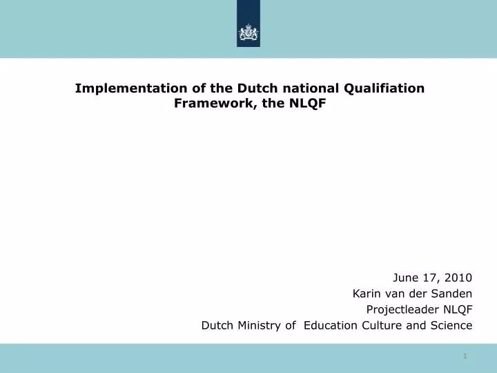 implementation of the dutch national qualifiation framework the nlqf