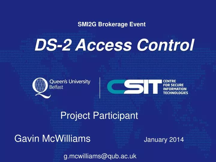 project participant gavin mcwilliams january 2014 g mcwilliams@qub ac uk