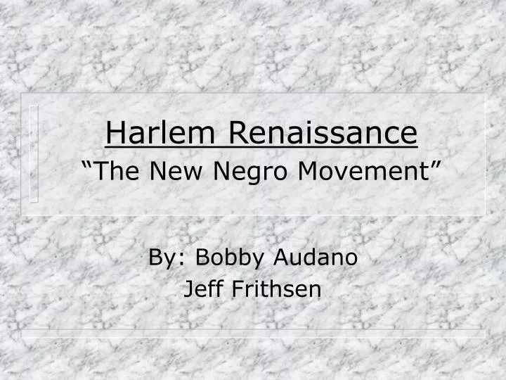 harlem renaissance the new negro movement