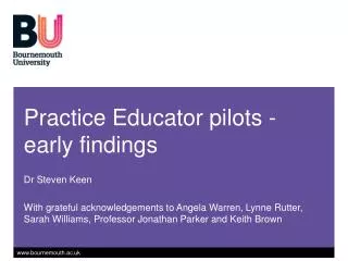 Practice Educator pilots - early findings