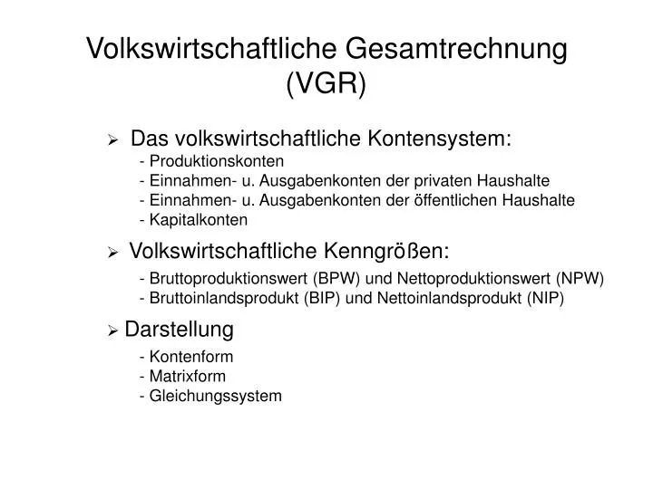 volkswirtschaftliche gesamtrechnung vgr