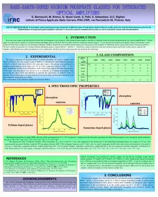 RARE-EARTH-DOPED NIOBIUM PHOSPHATE GLASSES FOR INTEGRATED OPTICAL AMPLIFIERS