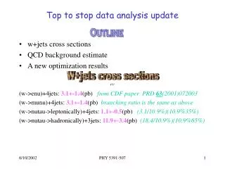 Top to stop data analysis update