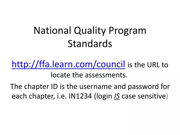 national quality program standards