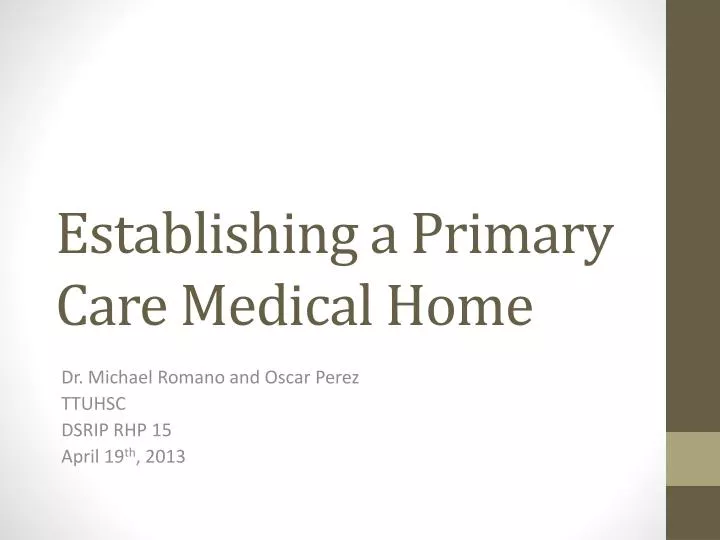 establishing a primary care medical home
