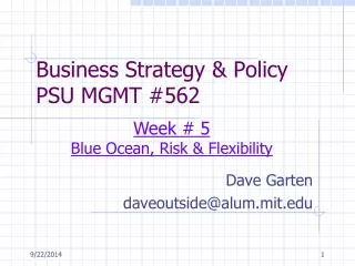 Business Strategy &amp; Policy PSU MGMT #562