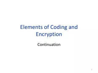 Elements of Coding and Encryption