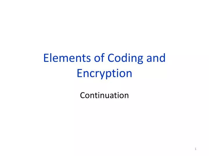 elements of coding and encryption
